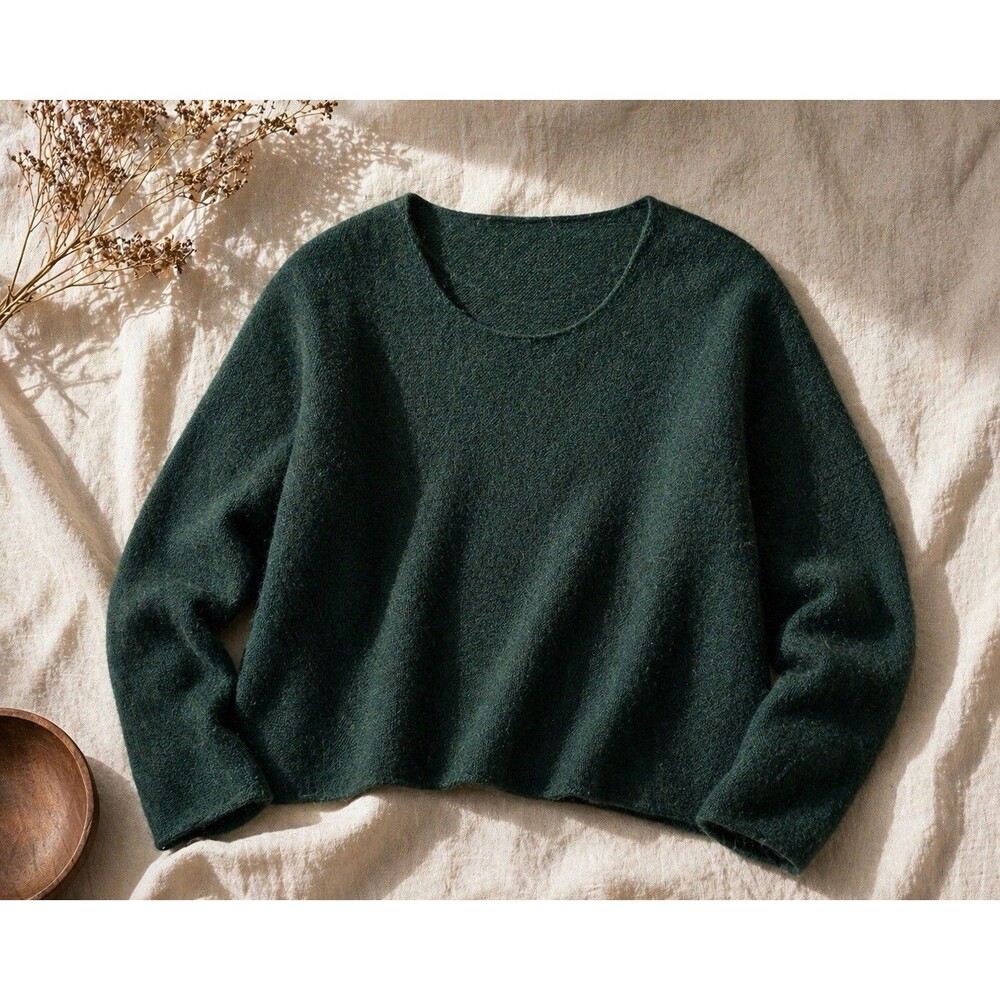 Peruvian Connection 100% Royal Alpaca Sweater Green Knit Pullover L/XL